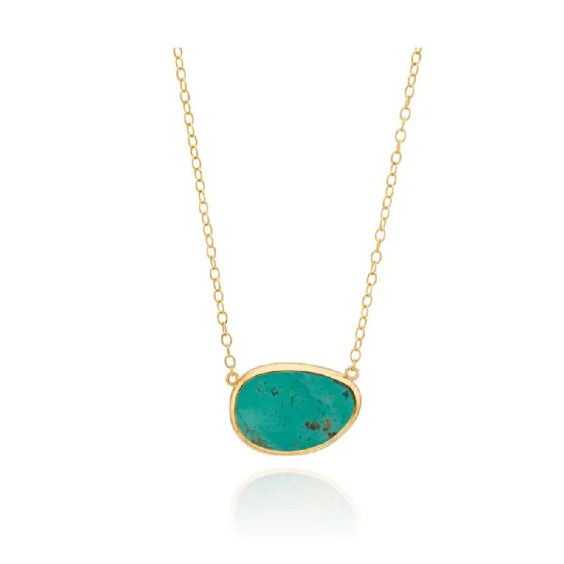 Anna Beck 18k Yellow Gold Plated Large Asymmetrical Turquoise Necklace