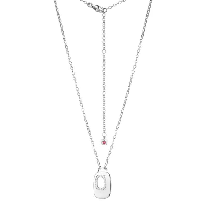 Elle Sterling Silver "Lookout" Rectangular Drop Necklace