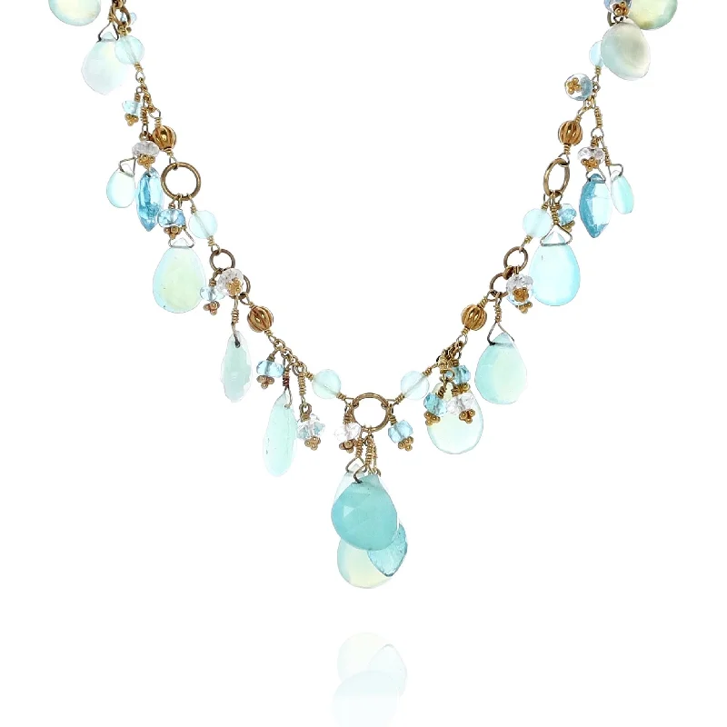 Estate Laura Gibson 22k Yellow Gold Multi-Stone Necklace