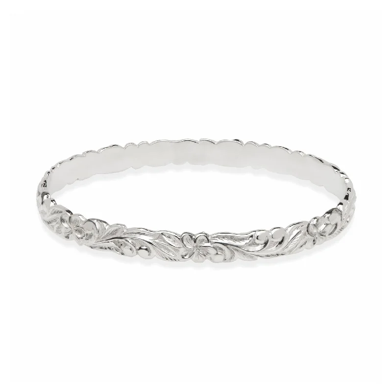 Hawaiian Heirloom Plumeria Bracelet in Sterling Silver - 6mm