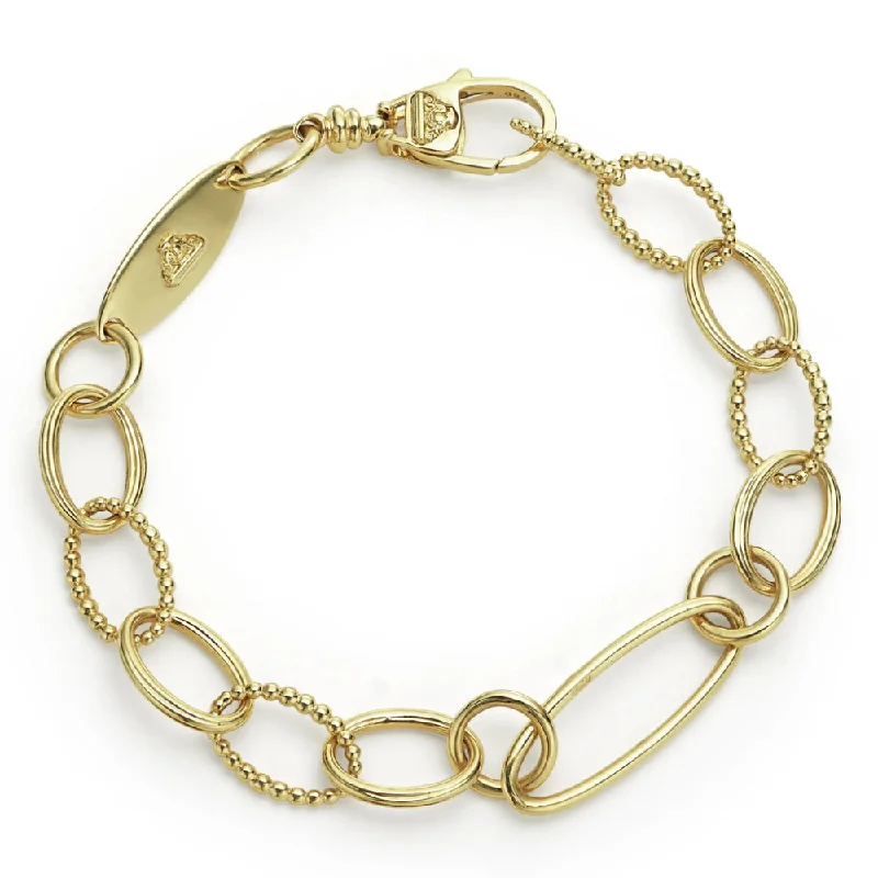 Lagos 18k Signature Caviar Oval Gold Link Bracelet