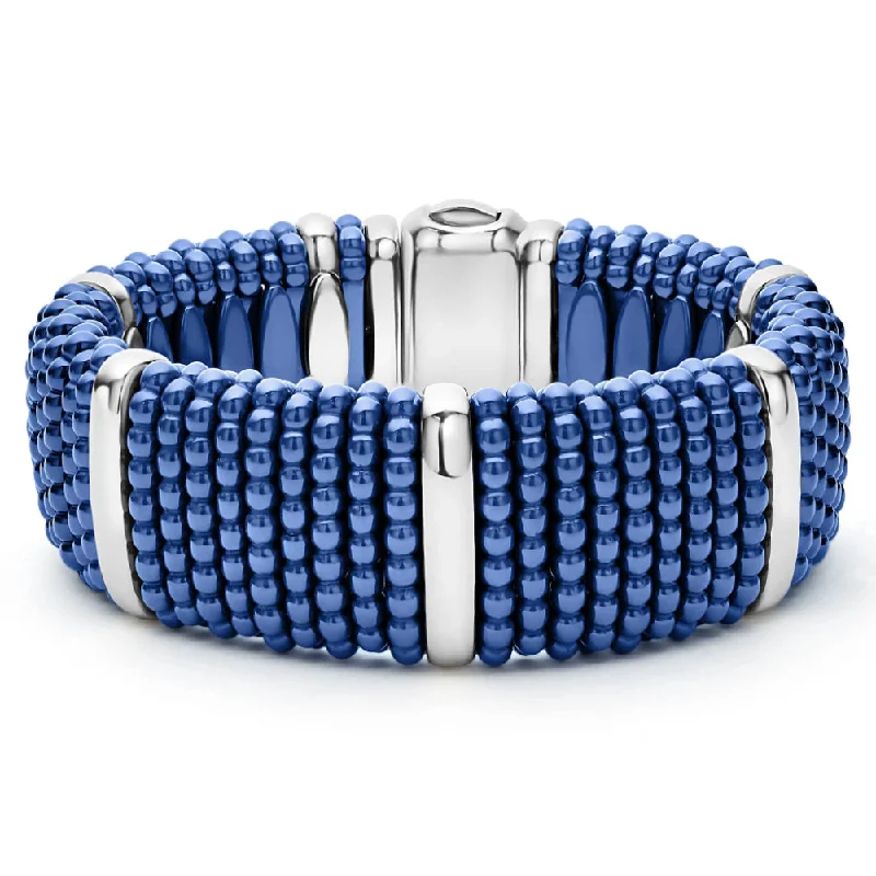 Lagos Blue Caviar Silver Station Statement Ceramic Caviar Bracelet