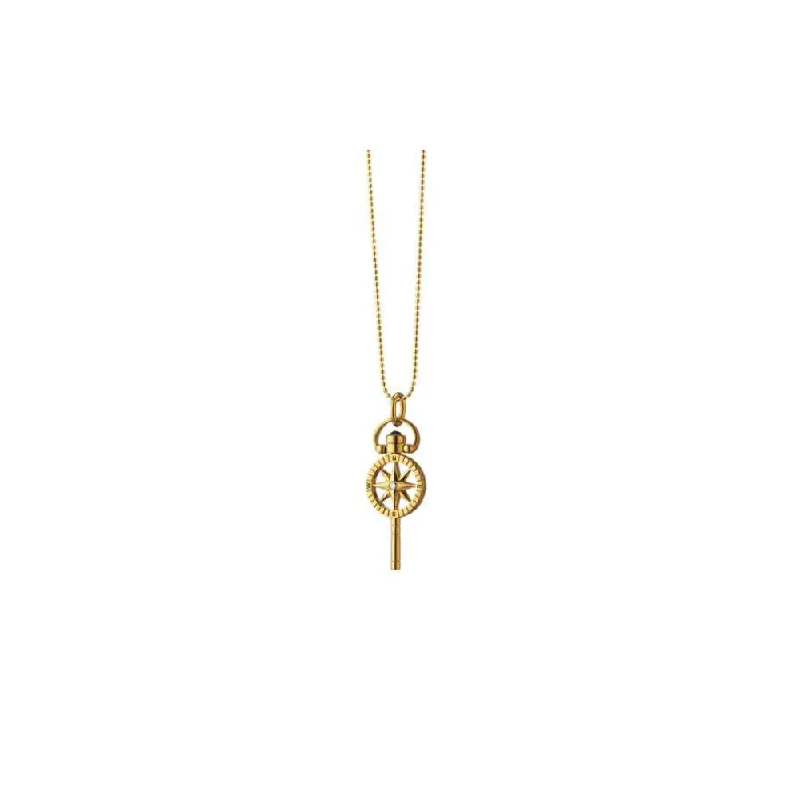 Monica Rich Kosann 18k Gold Mini "Adventure" Compass Key Charm Necklace