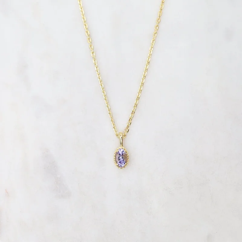 Gold Vermeil Oval Tanzanite with Milgrain Edge Necklace