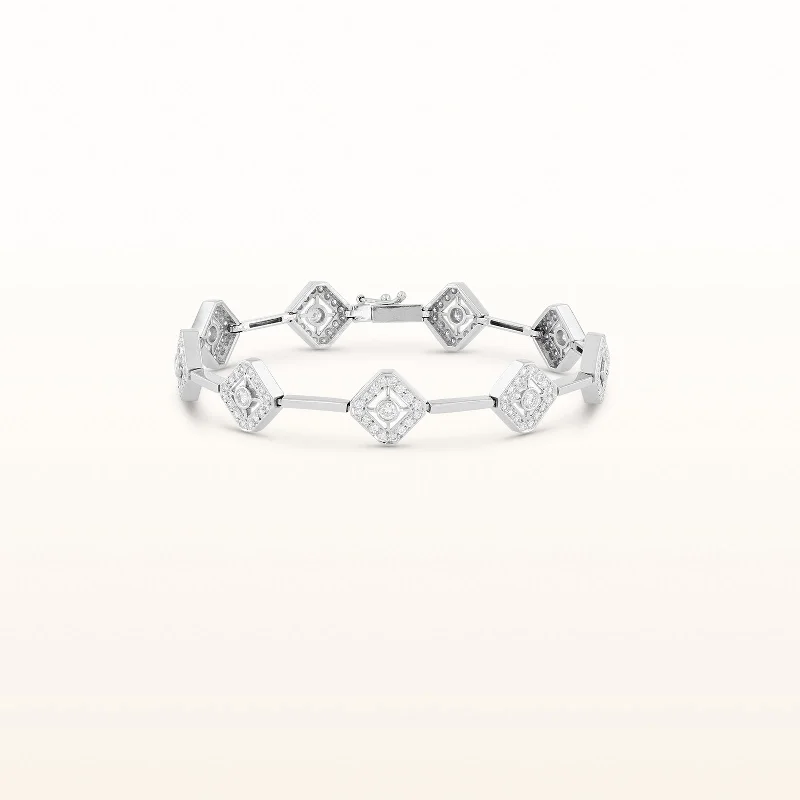 Round Diamond Square Link Bracelet in 14kt White Gold