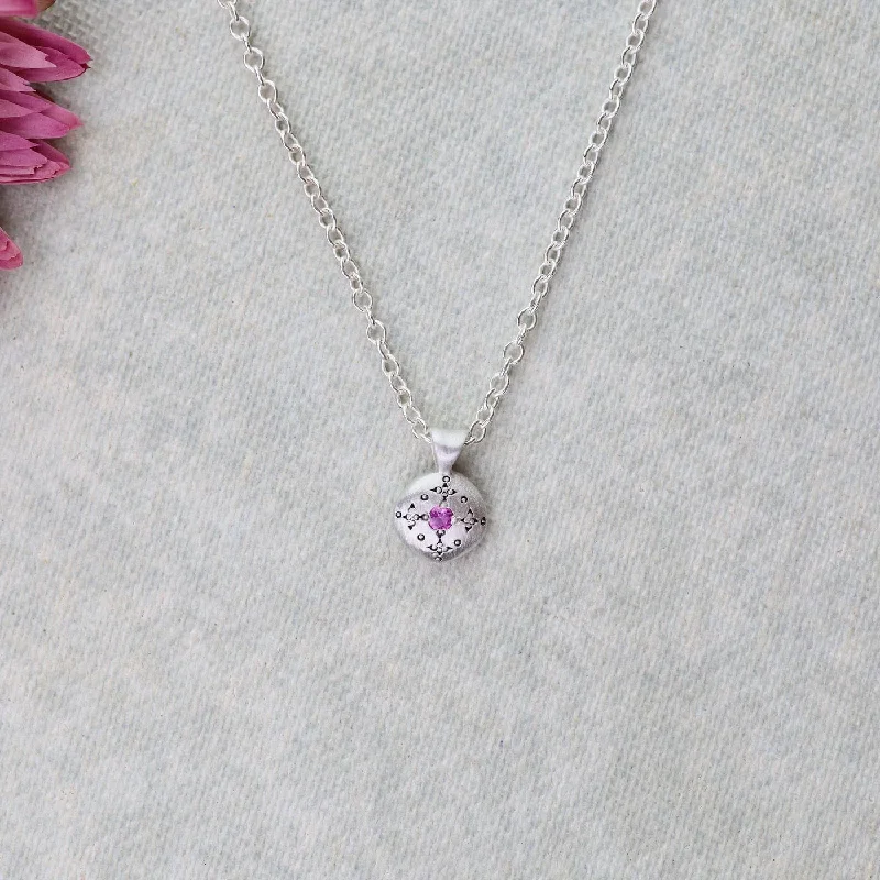 Silver Lights Charm Pendant in Pink Sapphire