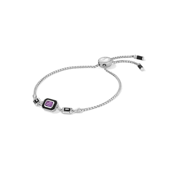 Judith Ripka Sterling Silver Adrienne Friendship Bracelet with Enamel & Amethyst