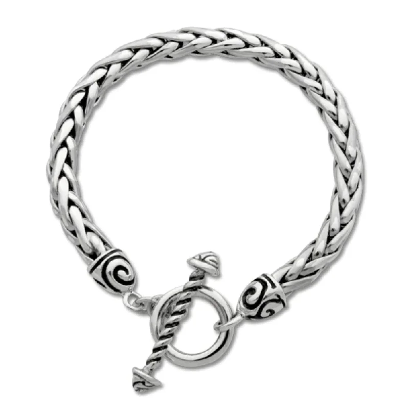 Sterling Silver Classic Swirl Toggle Bracelet