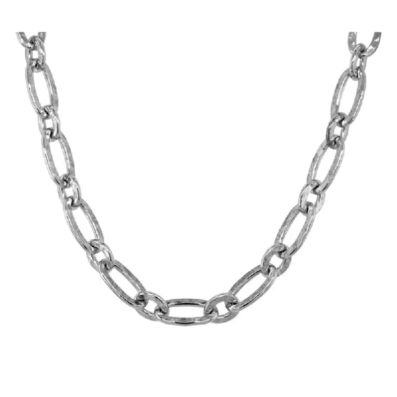 Sterling Silver Hammered Link Chain Necklace