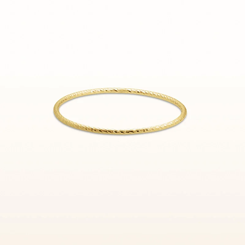 Yellow Gold Plated 925 Sterling Silver Diamond Cut Bangle Bracelet