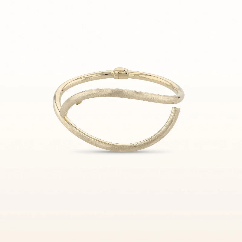 Yellow Gold Plated 925 Sterling Silver Hinged Bangle Bracelet