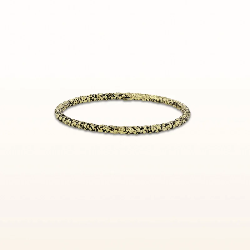 Yellow Gold Plated 925 Sterling Silver Popcorn Textured Bangle Bracelet