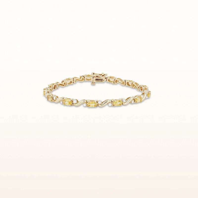 Yellow Sapphire and Diamond Classic Twist Bracelet in 14kt Yellow Gold